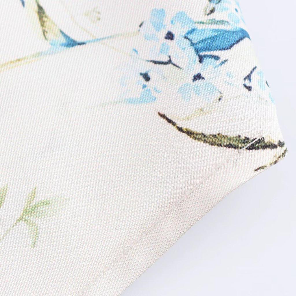 2025 Spring Women's Versatile Printed Silk Satin Lapel Shirt