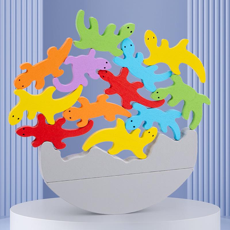 

Colorful Gecko Wooden Balance Stacking Game: Creative Puzzle for Kids and Parents