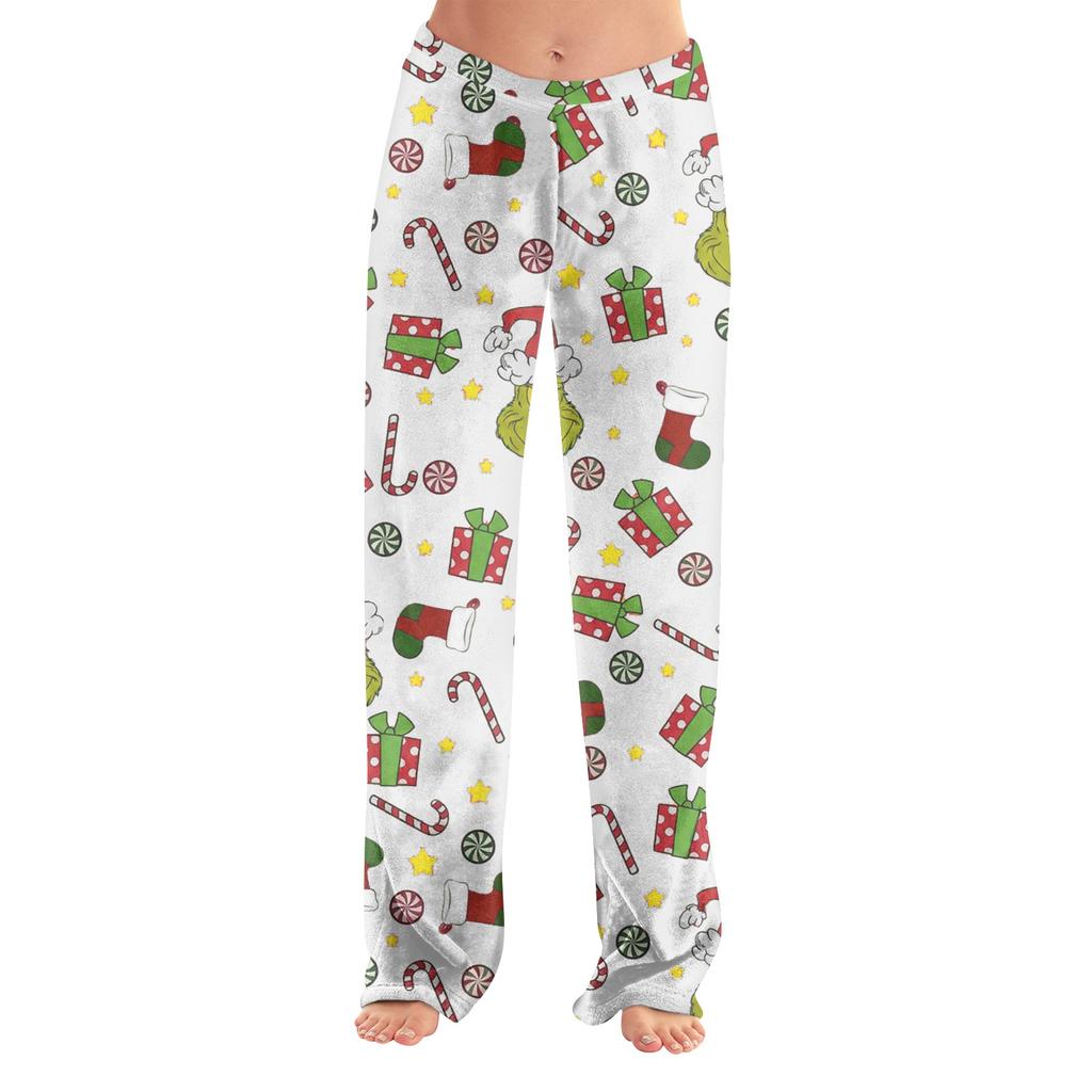 Women's Christmas Print Pants, Casual Pajama Bottoms for Holiday Wear