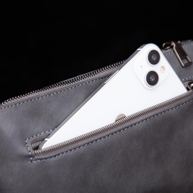Borsello da Uomo in Pelle Retro a Tracolla - Borsa Multifunzionale da Petto e per Cellulare