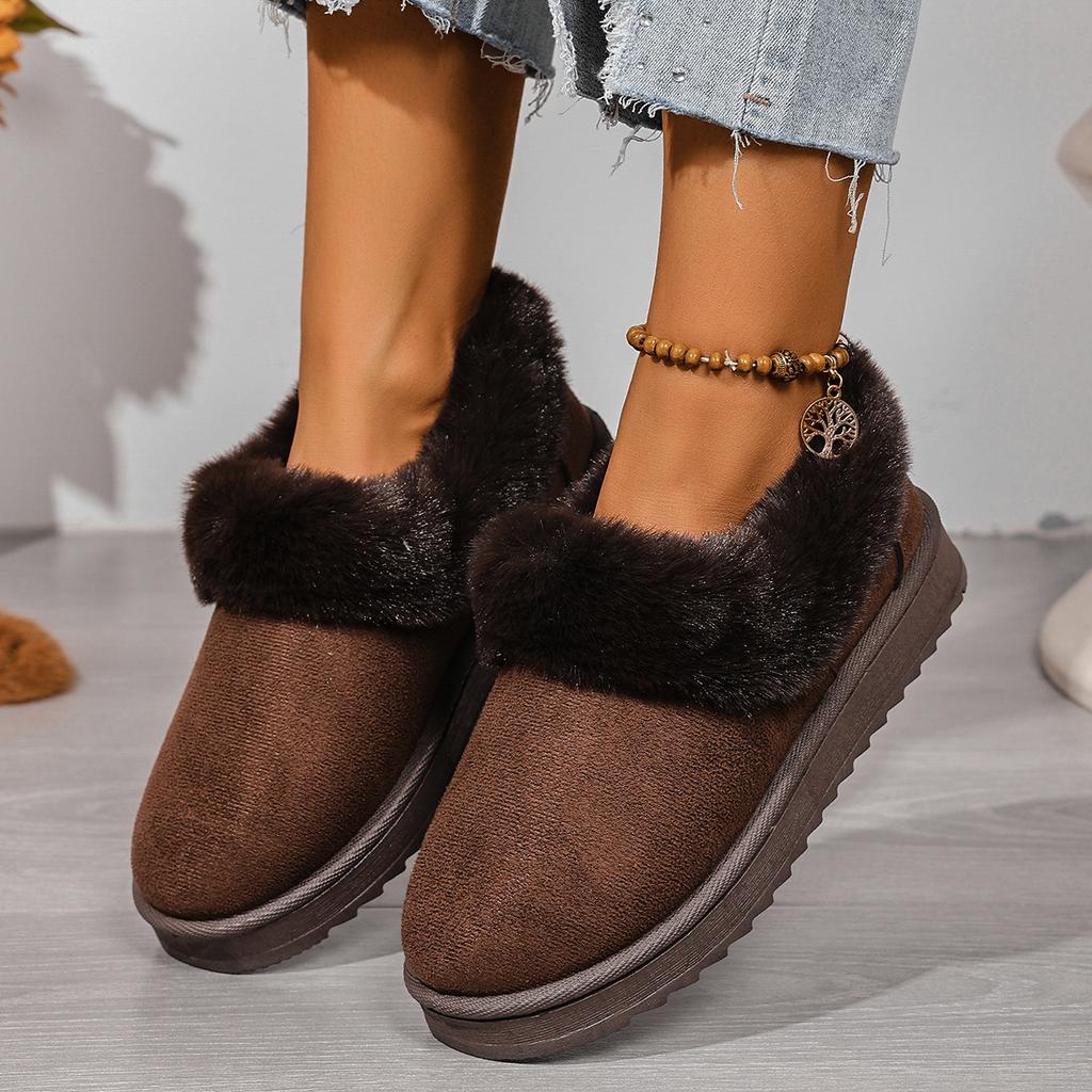 Fashion New Fluffy Women's Slippers Winter with Thick Sole for Indoor Anti-Slip Warmth At Home with Fur Lining for Couples Snow Boots