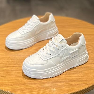 Buty deskorolkowe, damskie, jesienny nowy styl, gruba podeszwa, zwiększona wysokość, oddychające, casualowe, wszechstronne, sportowe, białe buty, modne