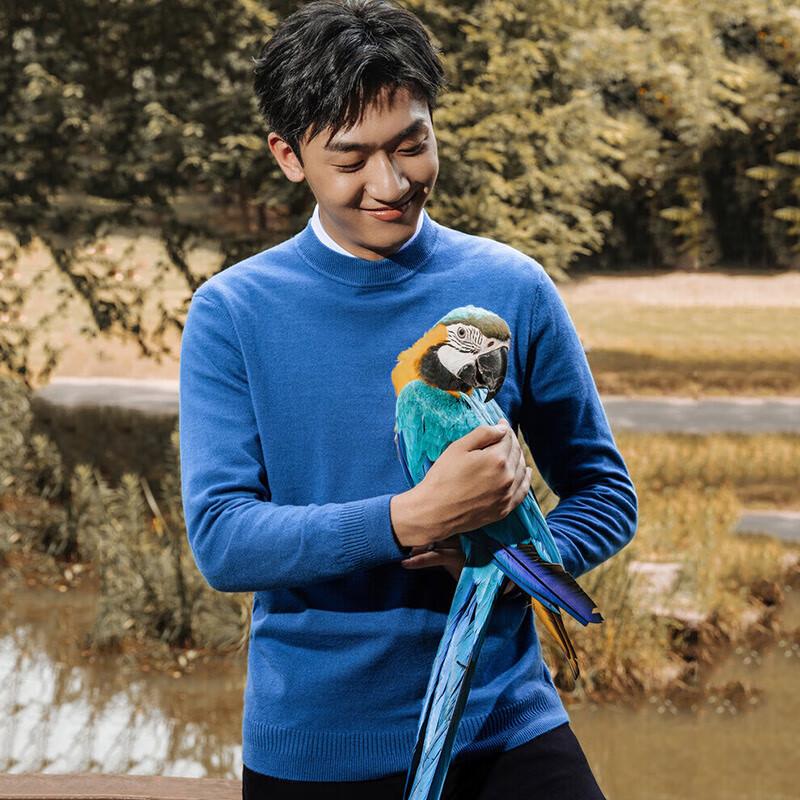 YOUNGOR Men's Half-Turtleneck Merino Wool Sweater