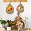1Pc Handmade Rattan Woven Hanging Basket, Wall-mounted Teardrop Blue, Fruit, Vegetable Kitchen Hanging Basket, Interior Decoration Hanging Basket