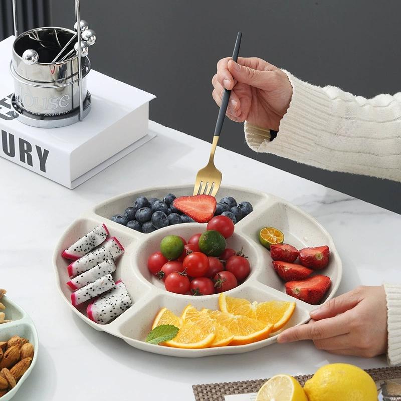 Candy Plate 5 Compartments Large Capacity Round Food Grade Multi-purpose Snack Fruit Nut Food Serving Tray Dish Holder Kitchen Supplies