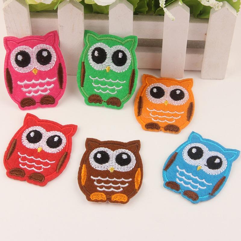 10 Stück/Set Eule Stickerei Aufnäher Applikation für Jeans Kinder DIY Gestickte Aufbügler für Kleidung AufkleberStoff zufällig