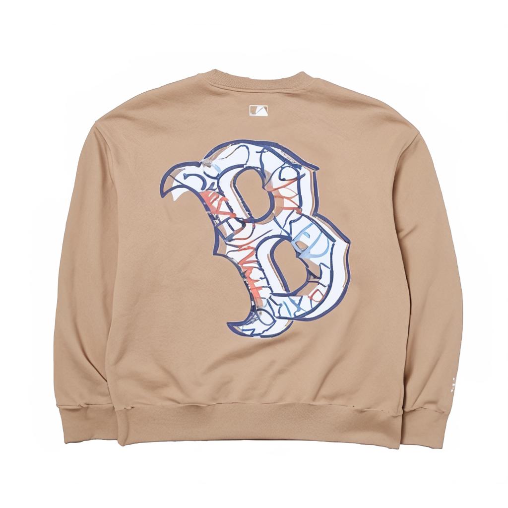 New MLB Boston Red Sox Sweatshirt Unisex Khaki 3AMTB1344-43BGL