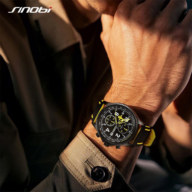 Νέο SINOBI Creative Design Ανδρικά ρολόγια αεροπλάνου Chronograph Γνήσια ρολόγια χειρός Geneva Calender Man Quartz Κορυφαίο αθλητικό ρολόι