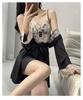 2025 High-End Women's Ice Silk Lace Spaghetti Strap Nightdress & Pajama Set