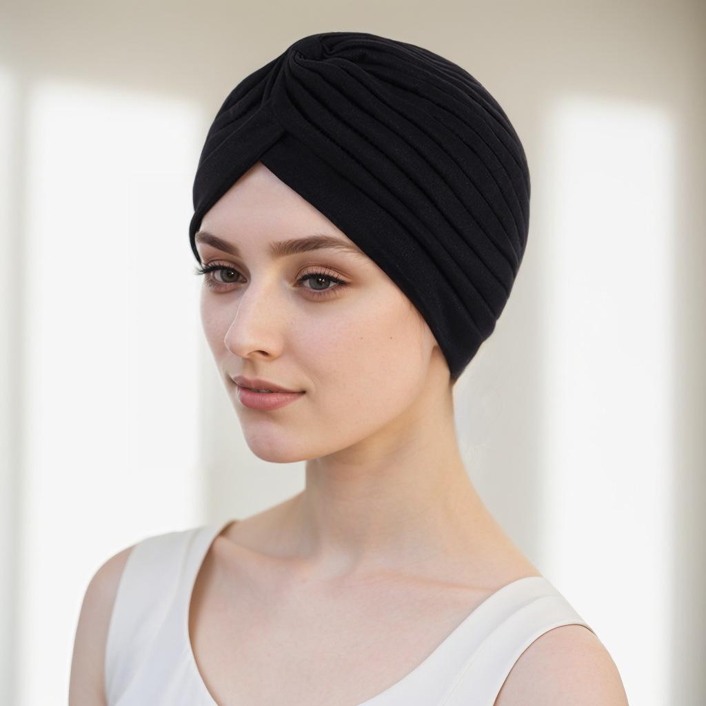 European & American Pleated Hijab and Watermelon Turban