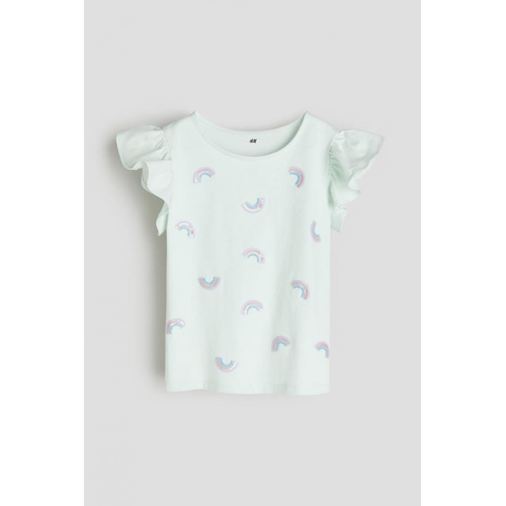 

Топ HM с рукавами-бабочками Светло-бирюзовый Радужный