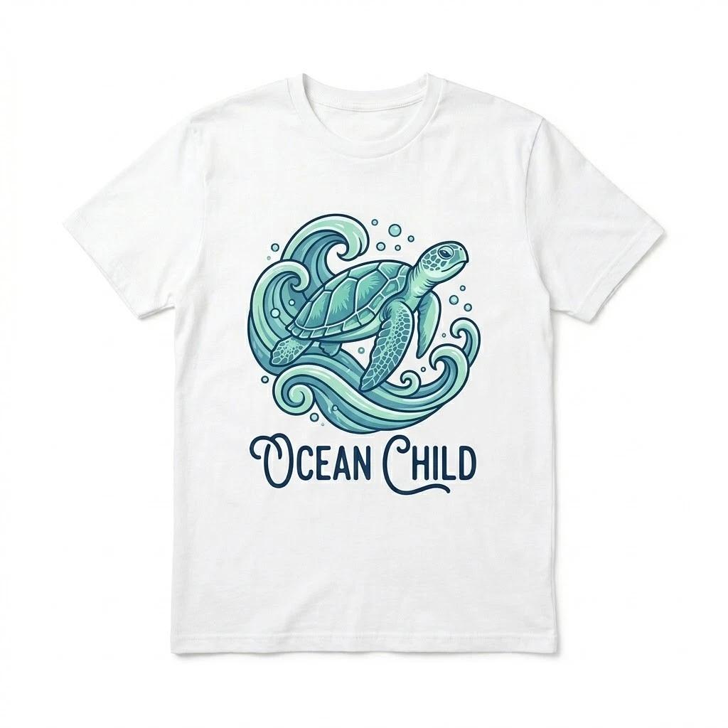 Ocean Child Sea Turtle T-Shirt - Cute Coastal Beach Life Tee for Men & Women XXL