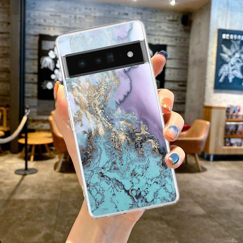 

Phone Case Cover for Google Pixel 9 8 7 6 5 4 4XL Soft TPU 7A 6A 5A 4A 3A Pro XL 5G Transparent Shell Vintage Marble Fundas Bags For Pixel 9 Pro XL