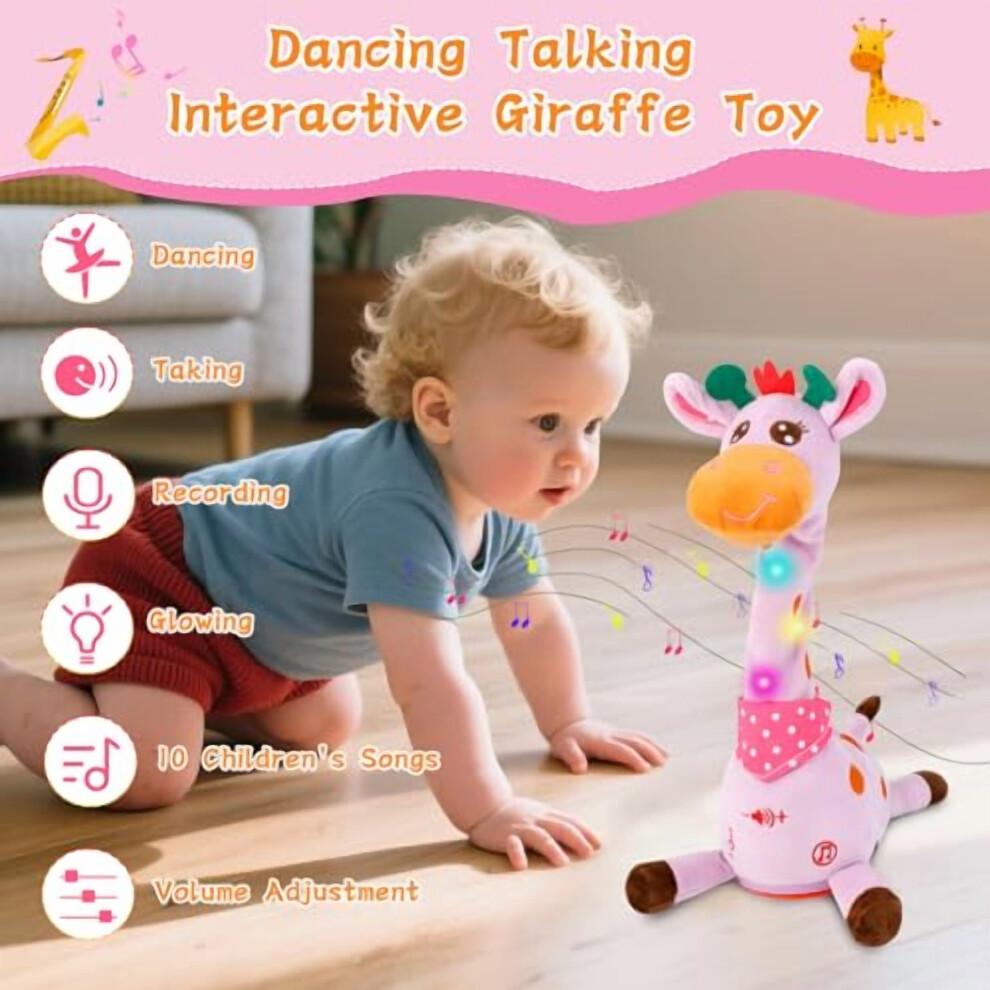 Dancing Talking Giraffe Toy, Glow-in-the-Dark Musical Stuffed Animal for Toddlers 1-3, Repeats Speech – Purple (Compatible with Kids 1-3)