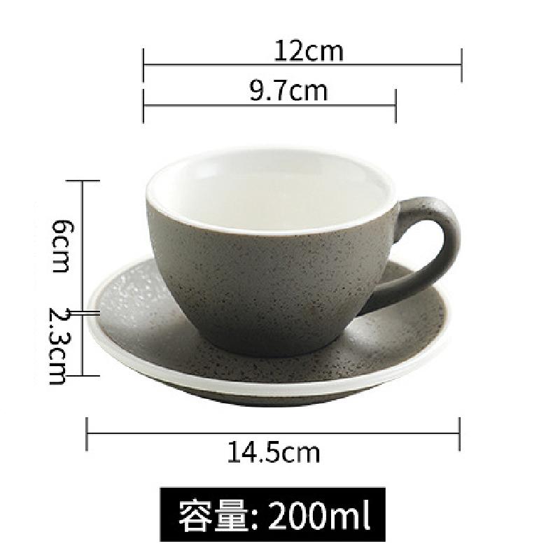 Ceramic Retro Granite Coffee Cup and Saucer Set Espresso Latte Cappuccino Mug Pull Flower Mug Teacup Home Drinking Utensils