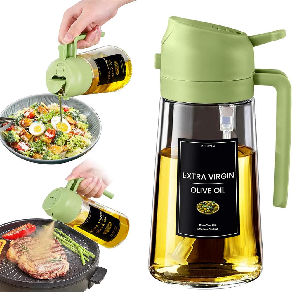 

Oil Sprayer for Cooking,2in1 Olive Oil Dispenser Bottle for Kitchen with Stickers,16oz/470ml Premium Glass,Food-grade Oil Mister