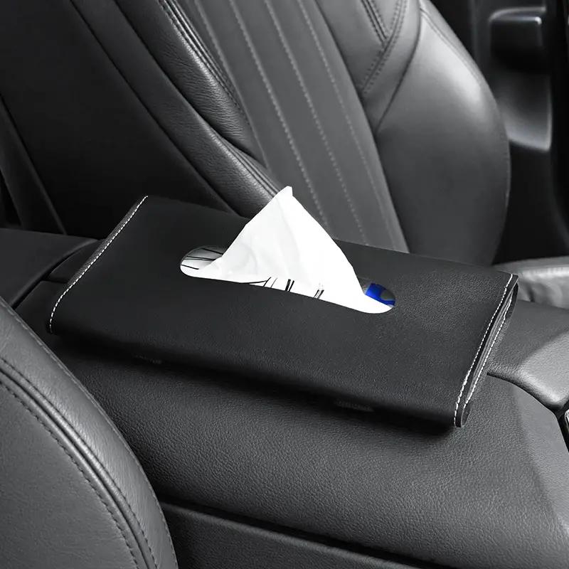 Car Tissue Box Hanging Sun Visor, Backrest Sunroof, Car Drawer Hanging Creative Leather Car Interior Supplies