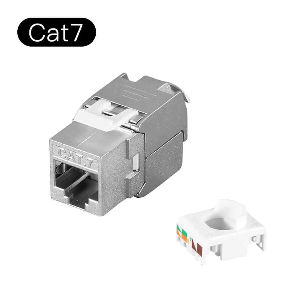 Cat6a Cat7 Cat8 Keystone-Buchse Cat7 RJ45 STP Werkzeuglos Typ Zinklegierung Modulbuchsen Adapter Kupplung für 22 bis 26 AWG Massivdraht
