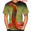 Summer Round Neck 3D Snake Pattern Print Top Fashionable Casual Short Sleeved Men's T-shirts