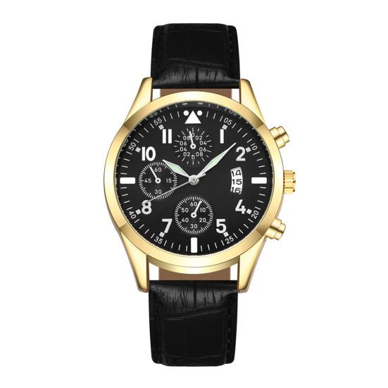 Men Luminous Watch with Faux Leather Strap Round Dial Calendar Casual Formal Watch Accurate Quartz Analog Wristwatch Birthday Gift