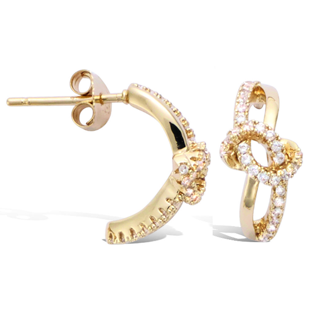 Les Trésors De Lily [R7155] - Gold Plated Hoop Earrings 'Sissi' White Gold - 15 Mm 7 Mm