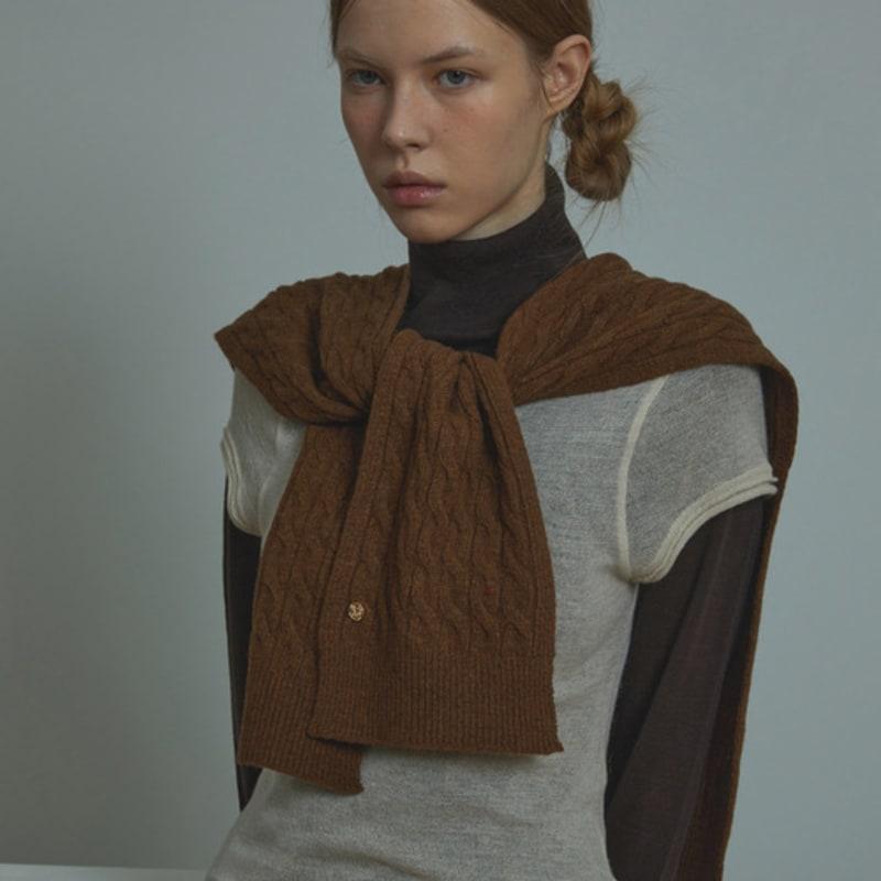 White Project VIRGIN WOOL CABLE CARDIGAN MUFFLER [4COLOR]