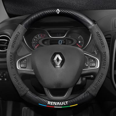 Capa de Volante Antiderrapante de Camurça e Fibra de Carbono para Carro Para Renault Megane Clio Duster kadjar Captur Talisman Laguna Sandero Kangoo