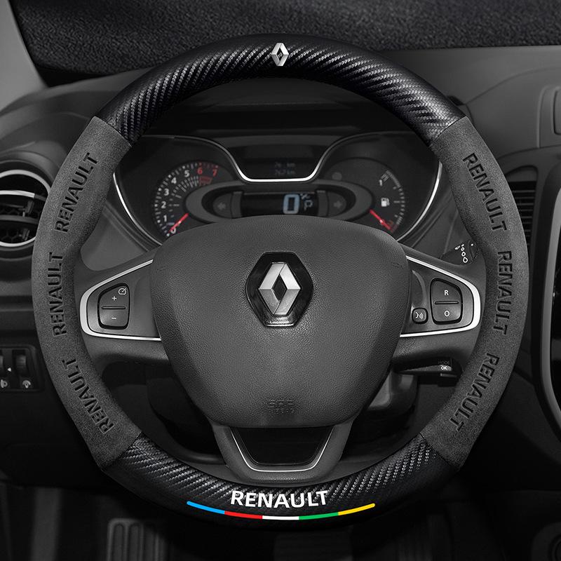 Car Suede Carbon fiber Antislip Steering Wheel Cover For Renault Megane Clio Duster kadjar Captur Talisman Laguna Sandero Kangoo