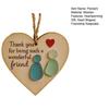 Friendship Heart Keepsake Wooden Heart Pendant Handmade Sea Glass Art Hanging Decoration with Warm Message Gift for Friends