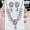 Adjustable Waterdrop Pendant Zirconia Necklace Earrings Women New Silver Color Bridal Wedding Fashion Jewelry Set Party Gifts