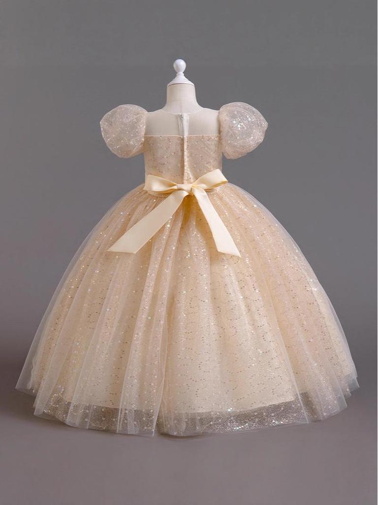Girls' Luxury Princess Puffy Skirt Formal Dress - Flower Girl Wedding & Performance Costume