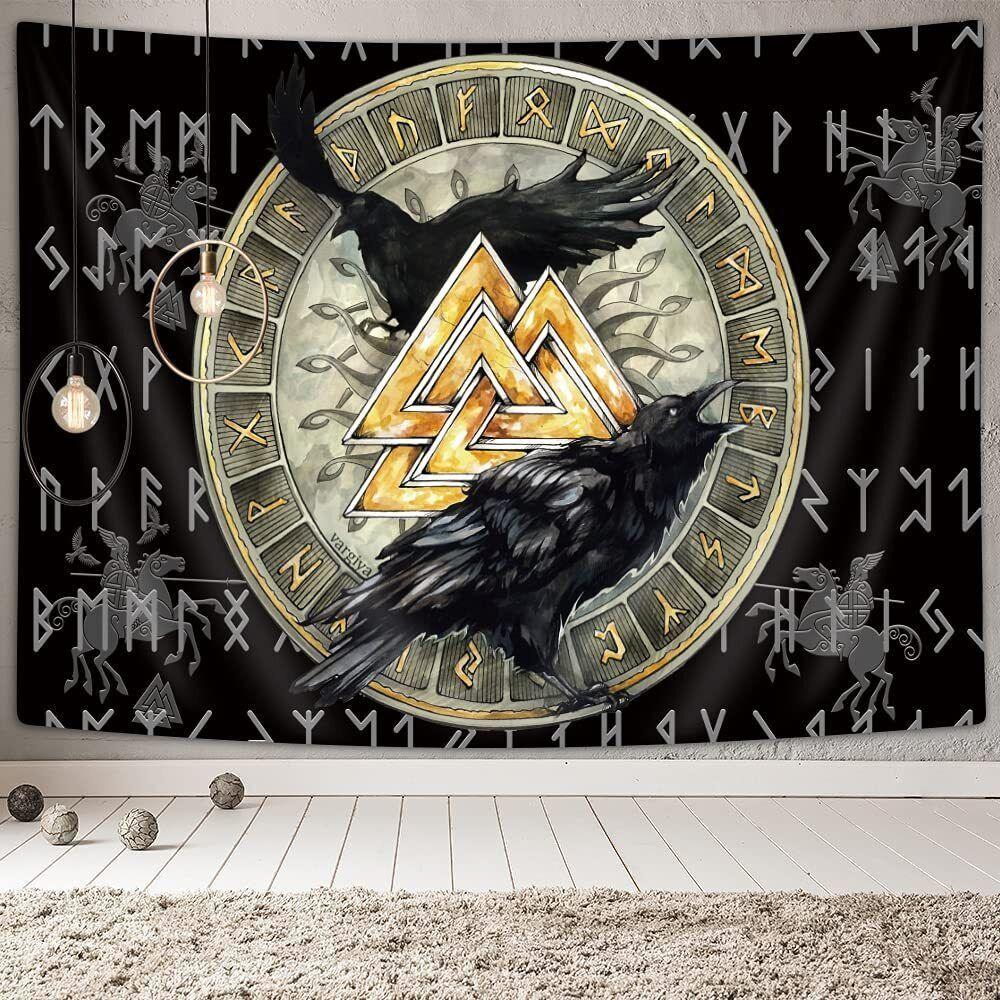 Viking tapestry one raven wall hanging 75x100