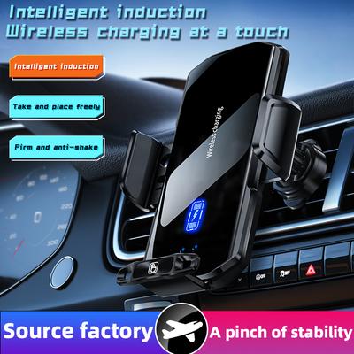 Wireless Car Phone Holder Stand 15W Fast Charge Touch Control Air Vent Phone Bracket Tempered Glass Panel for iPhone Android