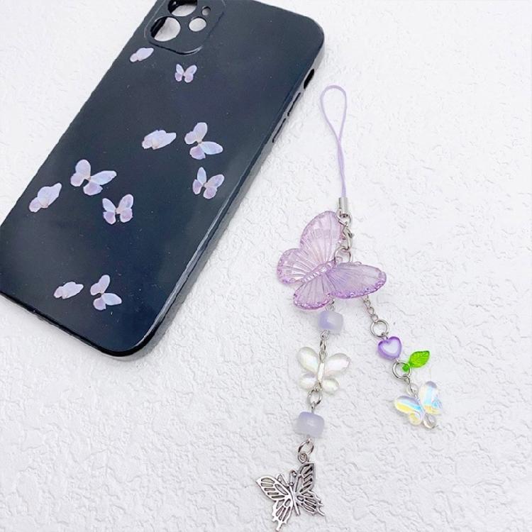 Elegant Phone Pendant Keychain Beaded Bowknot Keyring Decorative Straps Accessory for Wallet Bag Keychain Case