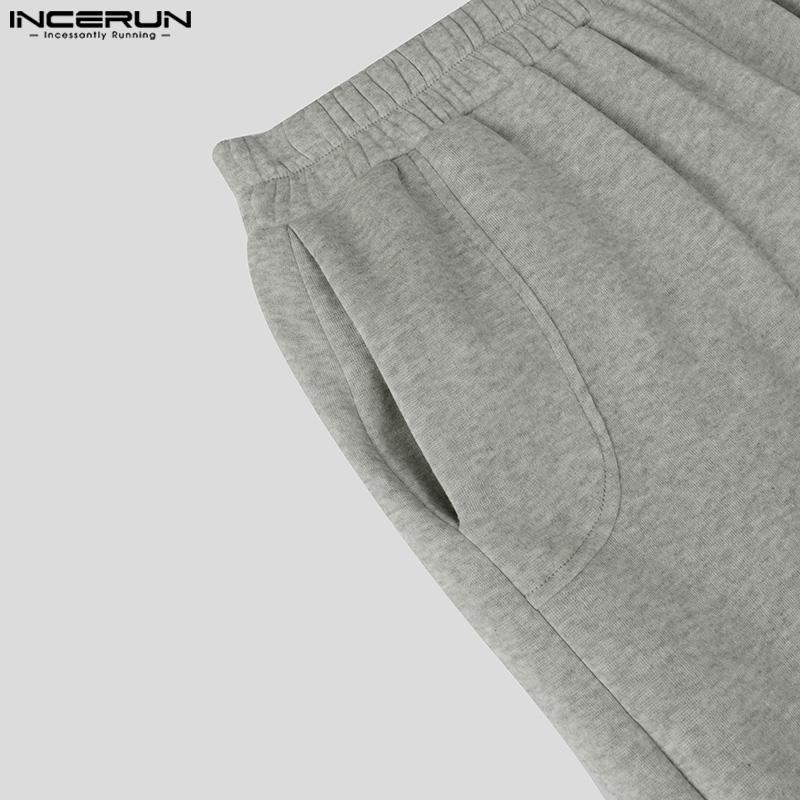 INCERUN Men Elastic Waist Cutout Hollow Long Sport Trousers Sweatpants