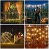 Solar Curtain Light LED Outdoor Waterproof 300leds Garland Decor String Lights Yard Christmas Fairy Wedding Party Terrace Garden