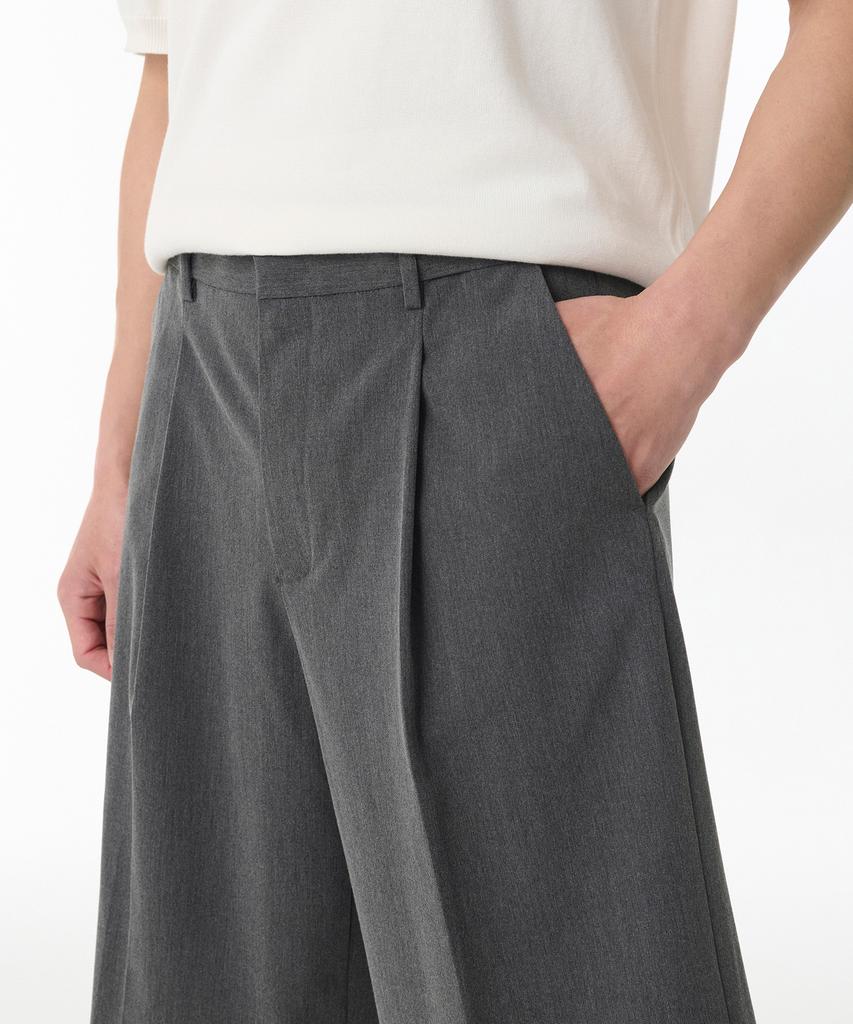 Musinsa Standard Wide Bermuda Hidden Banding Half Slacks [Medium Gray]
