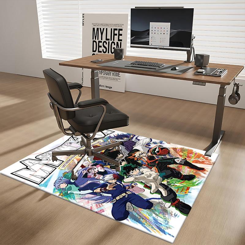 1pc My Hero Academia Chair Mat - Anime Cartoon Design Office Rug, Non-Slip Carpet for Desk, Suitable for Home Decor, Living Room, Bedroom, Game Room,