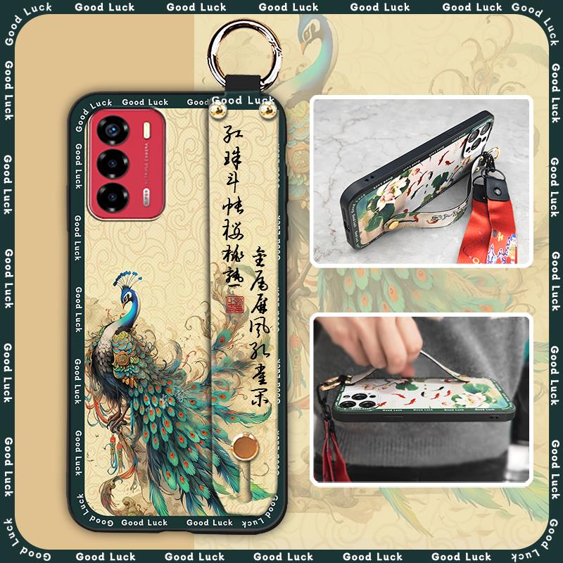 Elderly lady Durable Phone Case For ZTE Blade V40 Vita/A72 Wrist Strap Wristband For Mom Silicone Fashion Dirt-resistant