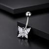 Stainless Steel Belly Button Ring Shiny Heart Zircon Dangle Hypoallergenic Navel Piercing Jewelry for Women Daily Party Wear