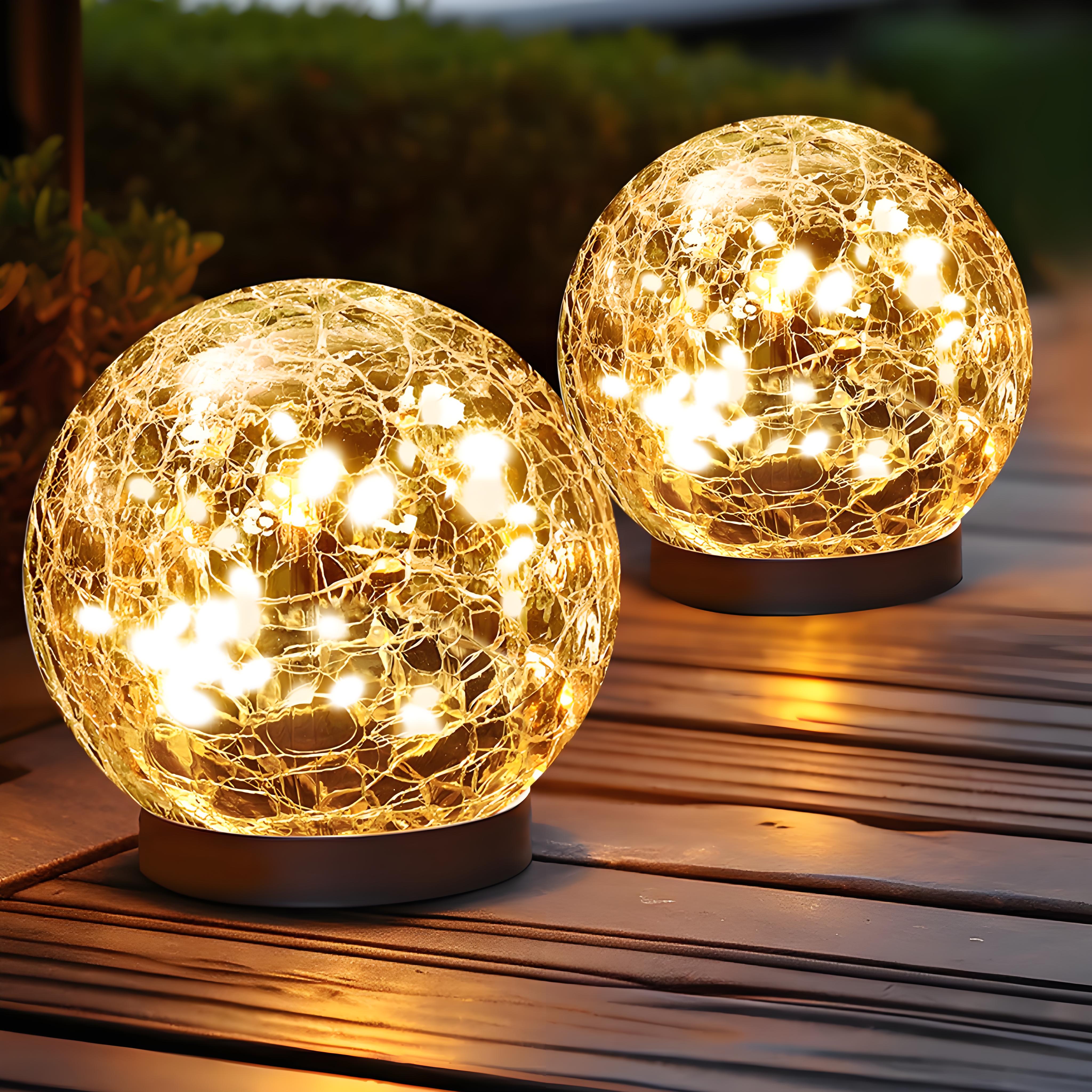 

Solar Powered Globe Lights Outdoor, Waterproof Cracked Glass Ball Design for Garden & Patio Decor - Automatic Evening Glow теплый белый