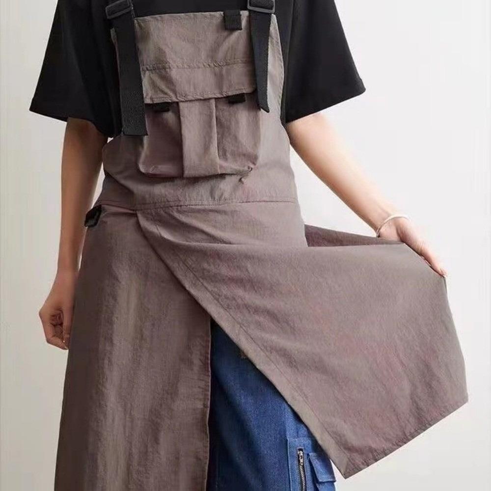 Comfortable Catering Apron Vest-Style Water-repellent Cross Strap Apron Adjustable Waiter Work Apron Nail Salon Coffee Shop