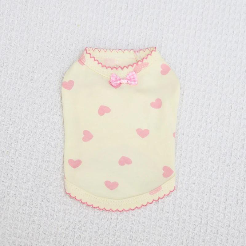 

Cute Heart Dog Vest Summer Cat Puppy Clothes Shirt Chihuahua Yorkshire Pomeranian Shih Tzu Dog Clothing Coat Pajamas Costume XXS жёлтый