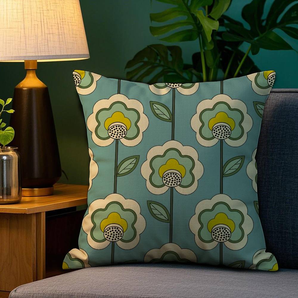 Floral Print Pillow Cover, Invisible Zipper Removable Washable, Living Room Sofa Pillowcase