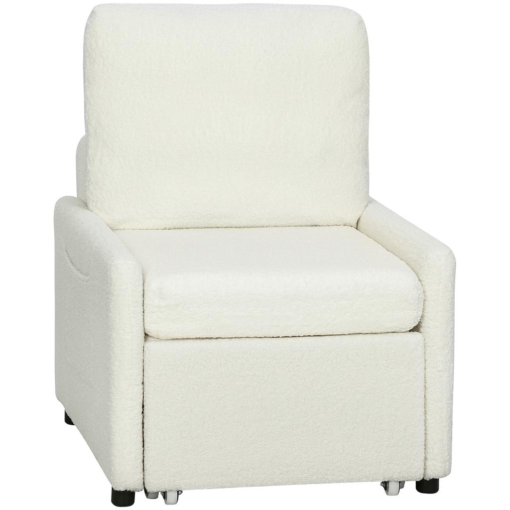 1 Seater Convertible Armchair Sofa Bed With Hidden Storage Wide And Padded Seat 72 X 85.5 X 91 Cm Cream