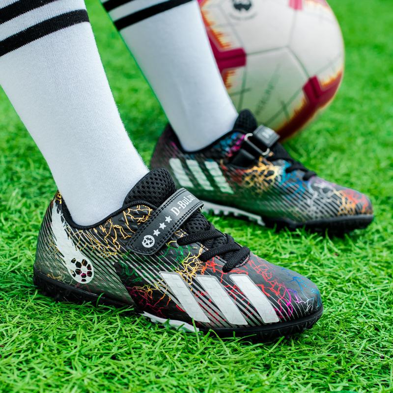 Children'S Football Shoes Tf Broken Nails Velcro Mandarin Duck Boys And Girls Teenagers Students Leather Foot Training Shoes