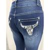 New women's denim embroidered fashion slim-fit flared jeans