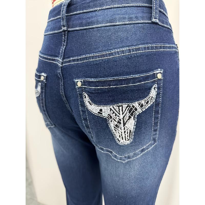 New women's denim embroidered fashion slim-fit flared jeans