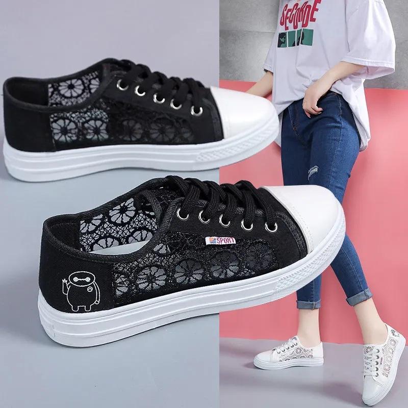 Zapatillas deportivas de malla hueca para mujer, verano, malla fina, transpirables, ligeras, suela blanda, zapatos casuales, zapatos para fitness y running, para exterior