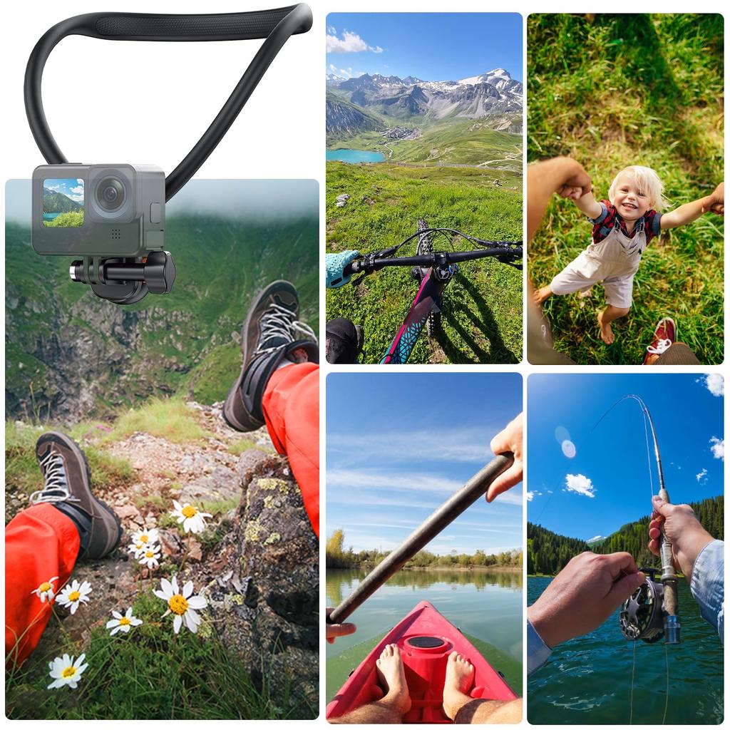 VRIG Necklace Neck Mount for Accessories for Magnetic Suction Fishing Neck Lock For Compatible with Osmo Action 5 Osmo Pocket AKASO Brave Hero